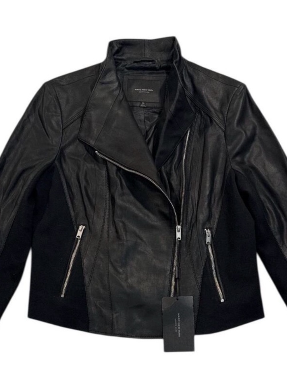 Marc New York Andrew Marc Felix Genuine Leather Moto Jacket XL NWT Black - Picture 1 of 12